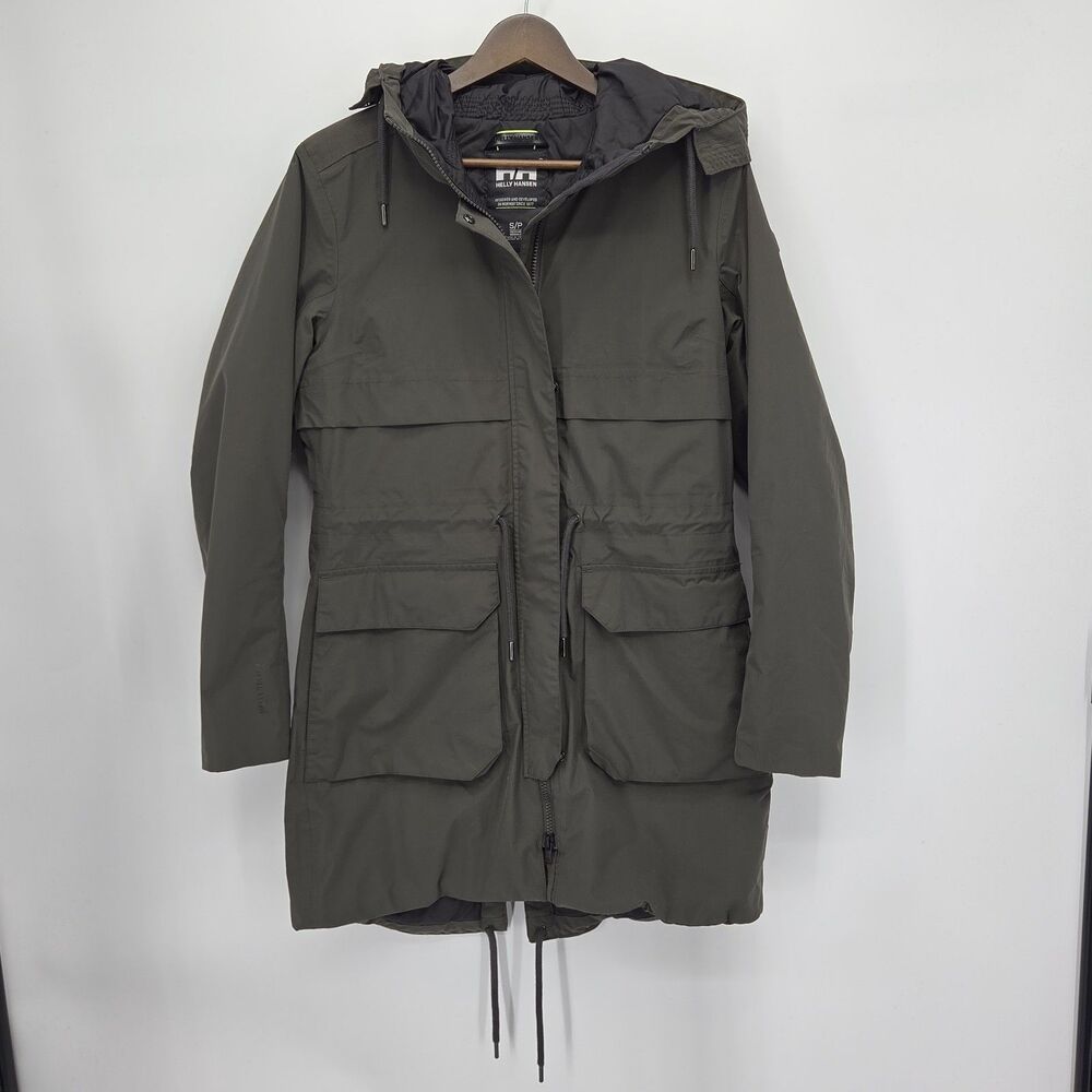 Helly Hansen Boyne Parka Women Small Beluga Green PrimaLoft Waterproof Coat
